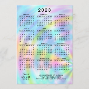 Colourful 2023 Calendar Full Year Faux Holographic Program
