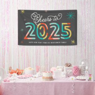Colourful 2025 New Year's Eve Modern Holiday Party Banner