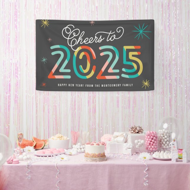 Colourful 2025 New Year's Eve Modern Holiday Party Banner (Party)