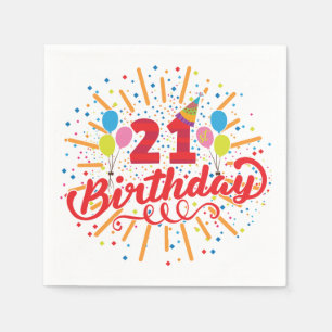 Colourful 21st Birthday Balloons Napkin