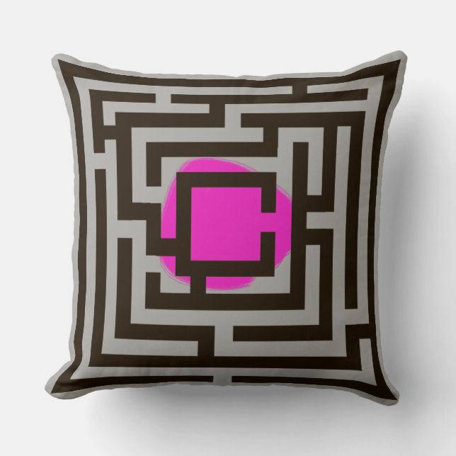 Colourful 2 in 1 Labyrinth Pattern on Custom Colou Throw Pillow (Front)