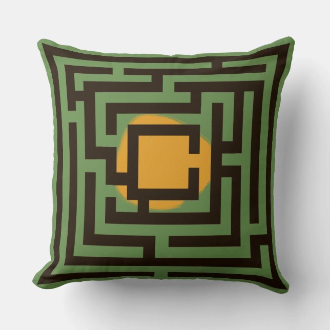 Colourful 2 in 1 Labyrinth Pattern on Custom Colou Throw Pillow (Front)