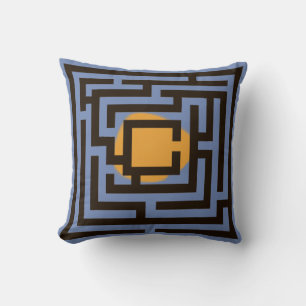 Colourful 2 in 1 Labyrinth Pattern on Custom Colou Throw Pillow