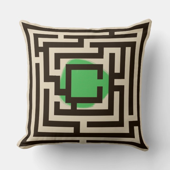 Colourful 2 in 1 Labyrinth Pattern on Custom Colou Throw Pillow (Front)