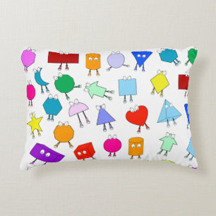 Colourful 2D & 3D Geometric Shapes Pattern for Kid Accent Pillow