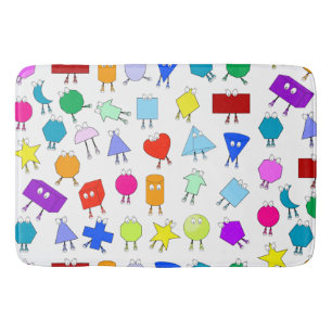 Colourful 2D & 3D Geometric Shapes Pattern for Kid Bath Mat
