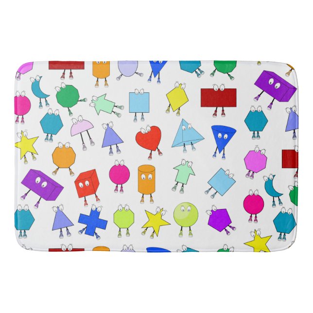 Colourful 2D & 3D Geometric Shapes Pattern for Kid Bath Mat (Front)