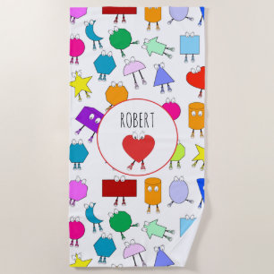 Colourful 2D & 3D Geometric Shapes Pattern for Kid Beach Towel