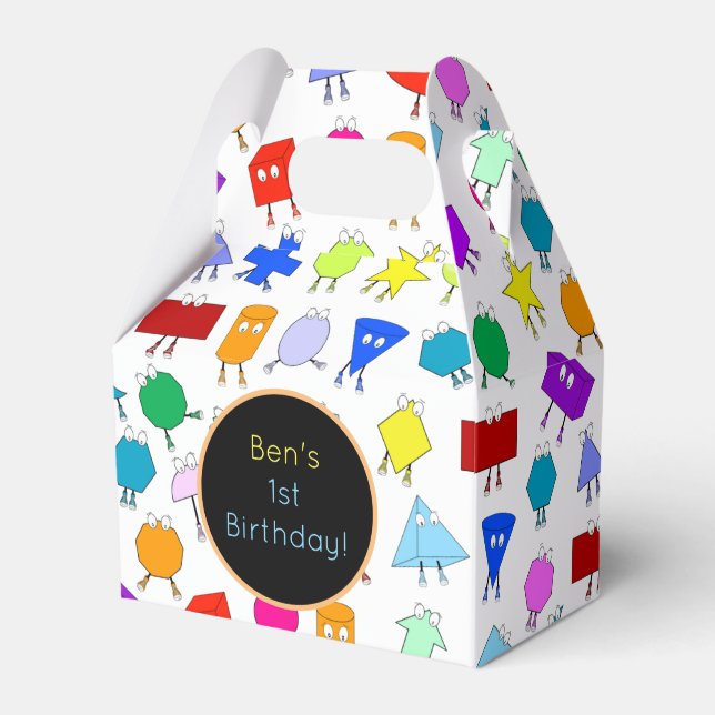 Colourful 2D & 3D Geometric Shapes Pattern for Kid Favor Box (Front Side)