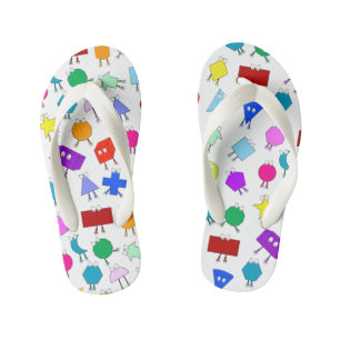 Colourful 2D & 3D Geometric Shapes Pattern for Kid Kid's Flip Flops