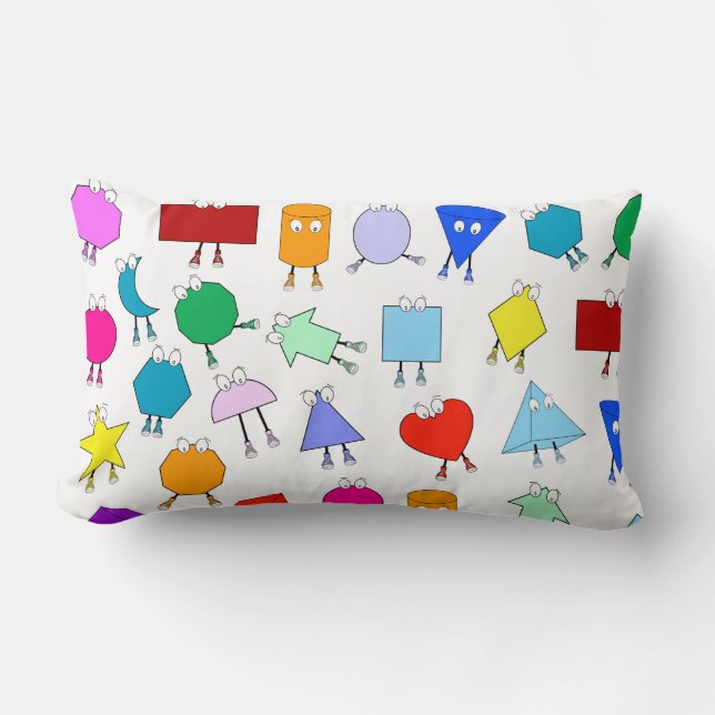 Colourful 2D & 3D Geometric Shapes Pattern for Kid Lumbar Pillow (Front)
