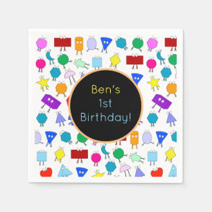 Colourful 2D & 3D Geometric Shapes Pattern for Kid Napkin