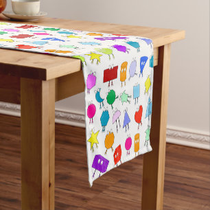 Colourful 2D & 3D Geometric Shapes Pattern for Kid Short Table Runner