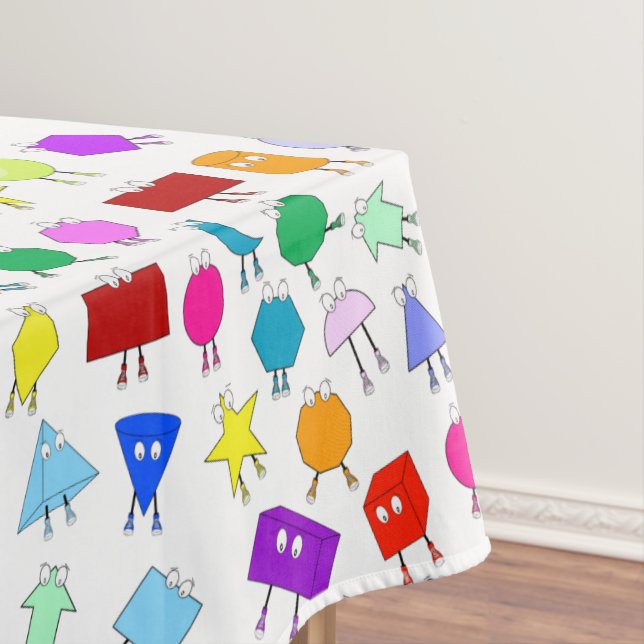 Colourful 2D & 3D Geometric Shapes Pattern for Kid Tablecloth (In Situ)