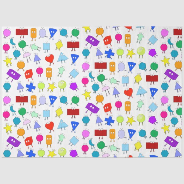 Colourful 2D & 3D Geometric Shapes Pattern for Kid Tissue Paper (Front)