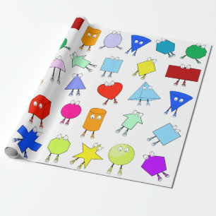 Colourful 2D & 3D Geometric Shapes Pattern for Kid Wrapping Paper
