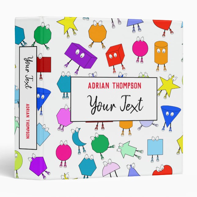 Colourful 2D & 3D Geometric Shapes Pattern Kids Binder (Front/Spine)