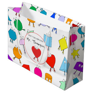 Colourful 2D & 3D Geometric Shapes Teacher Gift Large Gift Bag