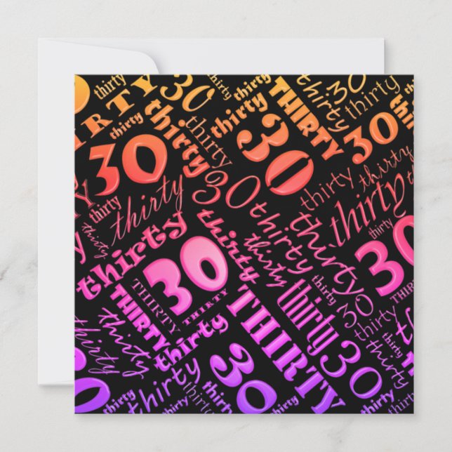 Colourful 30th Birthday Party Invitation (Front)
