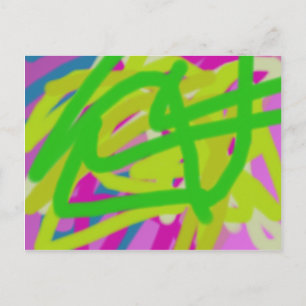 colourful 3748 abstract art postcard