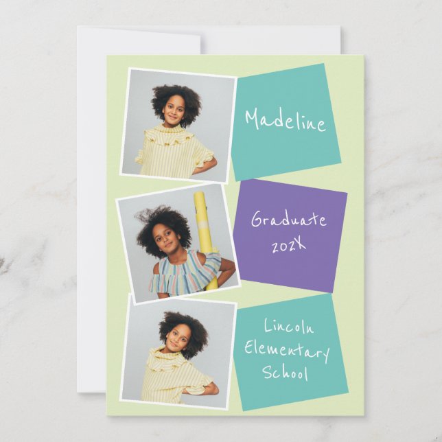 Colourful 3 Photo Elementary  Announcement (Front)