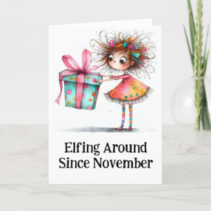 **  Colourful 3 Whimsical Christmas Girl Gift AP97 Thank You Card