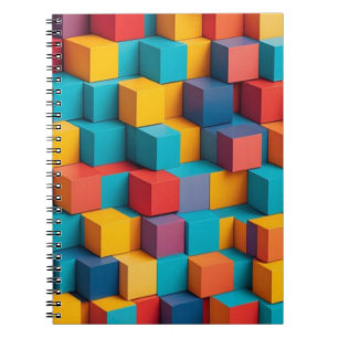 Colourful 3D Cubes Geometric Design Notebook