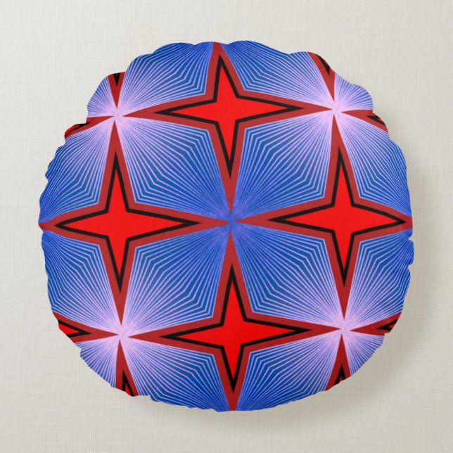 Colourful 3D Digital Design Round Throw Pillow (Front)