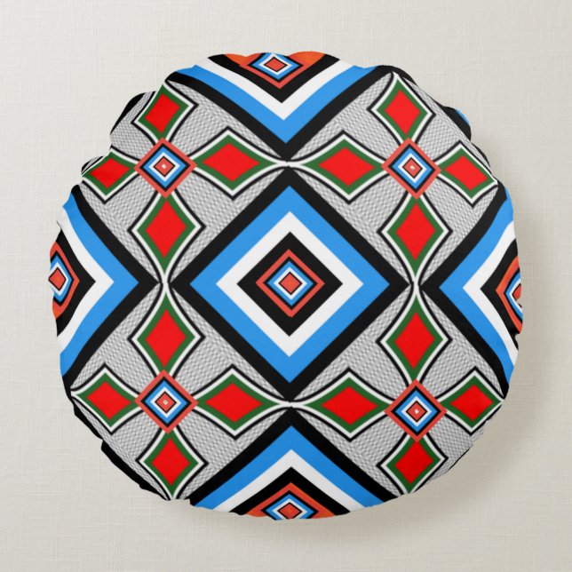 Colourful 3D Digital Design Round Throw Pillow (Front)