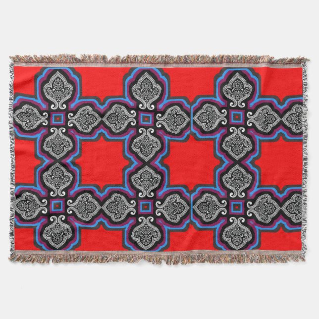 Colourful 3D Digital Design Throw Blanket (Front)