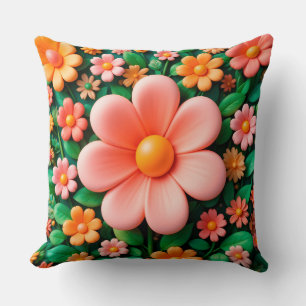 🌸 Colourful 3D Floral Couch Decor Accent Gift 🌸 Throw Pillow