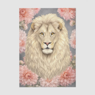 Colourful 3D Florals & Lion Charcoal Background Tissue Paper