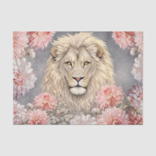 Colourful 3D Florals & Lion Charcoal Background Tissue Paper