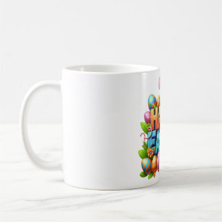 Colourful 3D Happy Easter Typography with Bunny Ea Coffee Mug