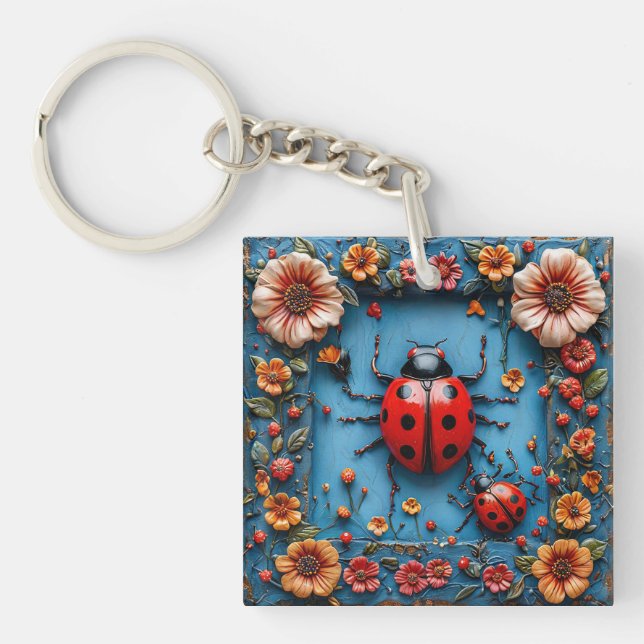 Colourful 3d ladybug keychain (Front)