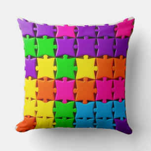 Colourful 3d Puzzle Pieces Arranged Throw Pillow