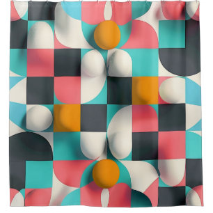 Colourful 3D Spheres and Geometric Grid Pattern