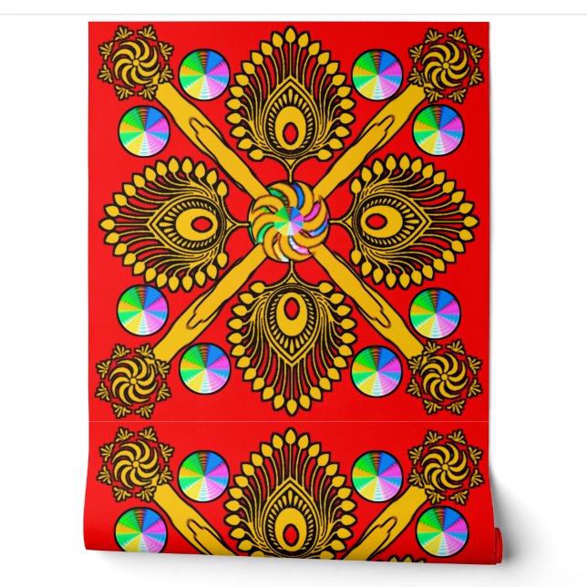 colourful 3D wallpaper, digital wall art, peel and (Unrolling)