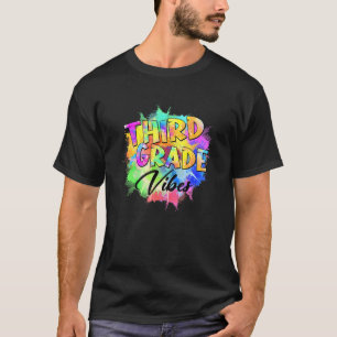 Colourful 3rd Grade Vibes Teacher Student Back To T-Shirt