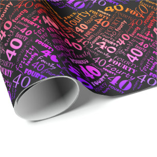 Colourful 40th Birthday Gift Wrapping Paper