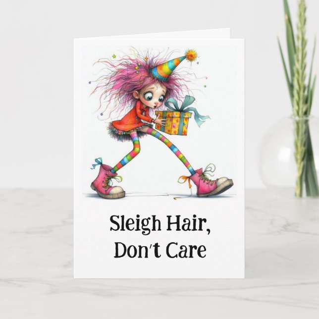 ** Colourful 4 Whimsical Christmas Girl Gift AP97  Thank You Card (Front)