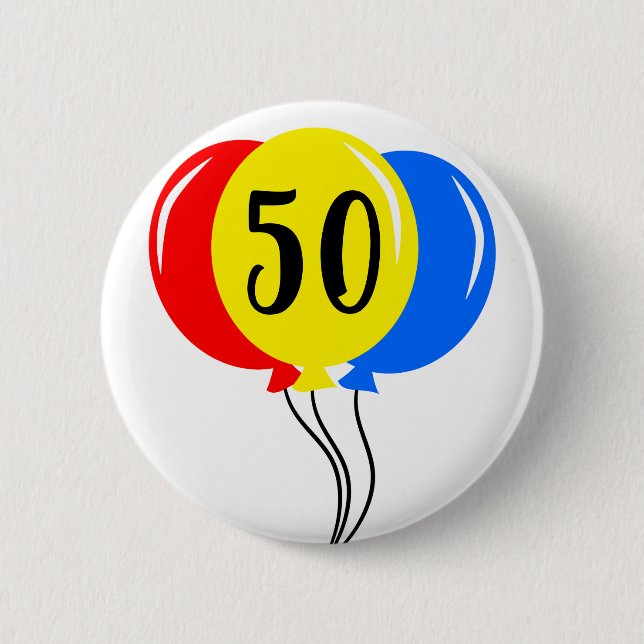 Colourful 50th Birthday Balloons 2 Inch Round Button (Front)