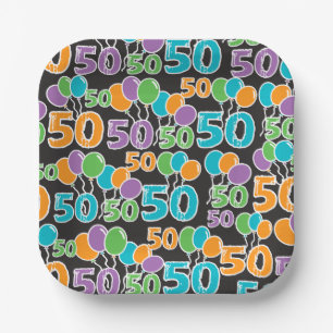 Colourful 50th Birthday Paper Plate