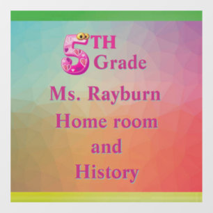 Colourful 5th Grade School Room 6” X 6” Window Cling