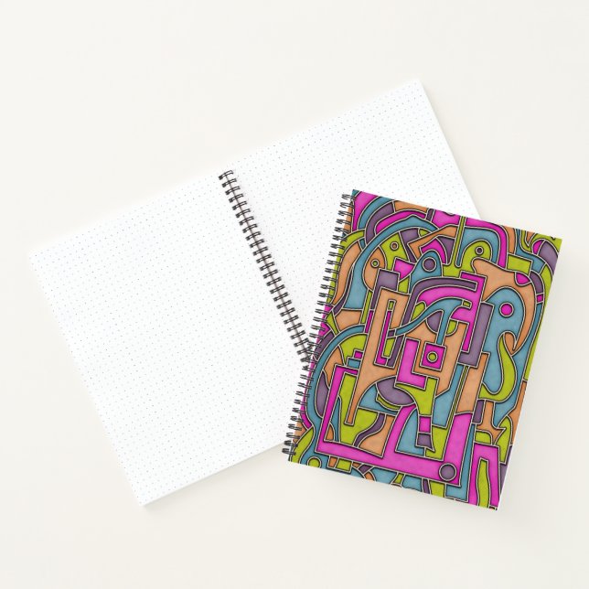 Colourful 60s Mod Geometric Abstract Notebook (Inside)