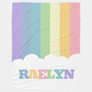 Colourful 6 letter name rainbow earth tones cloud fleece blanket