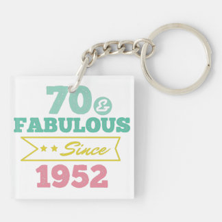 colourful 70 and fabulous since 1952 keychain
