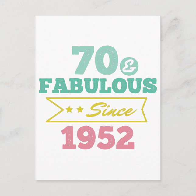 colourful 70 and fabulous since 1952 postcard (Front)