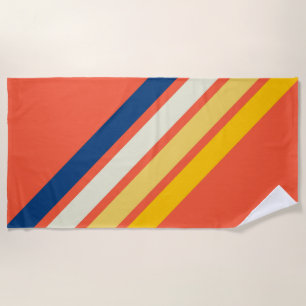 Colourful 70s 80s Retro Striped Stripes Beach Towel