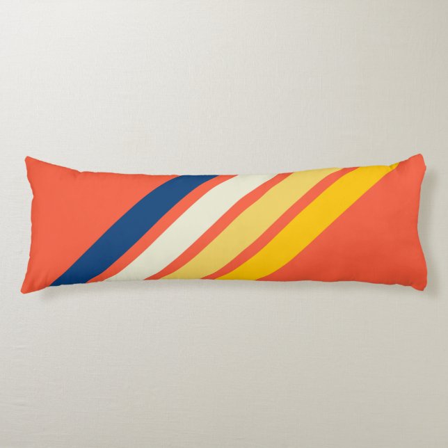 Colourful 70s 80s Retro Striped Stripes Body Pillow (Front)